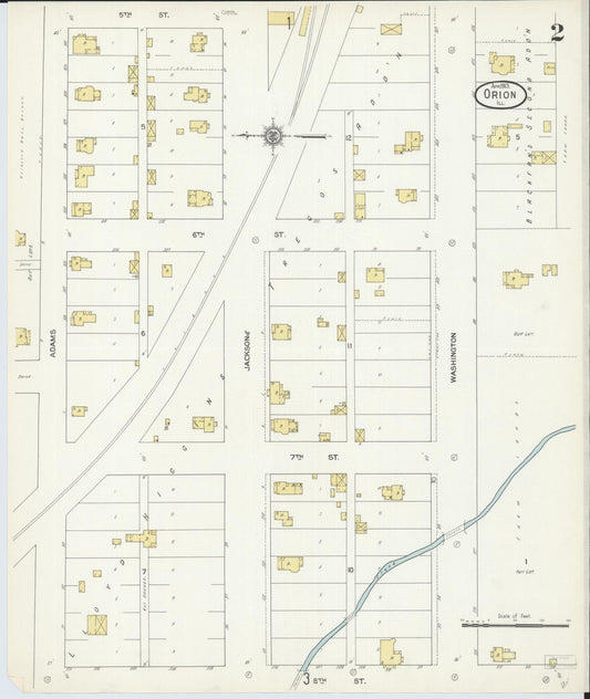 Sanborn Fire Insurance Map from Orion, Henry County, Illinois (1913), Sheet #0002 - Historic Sanborn Fire Insurance Map Print, vintage old map wall art, antique decor, genealogy gift, Illinois Illinois map