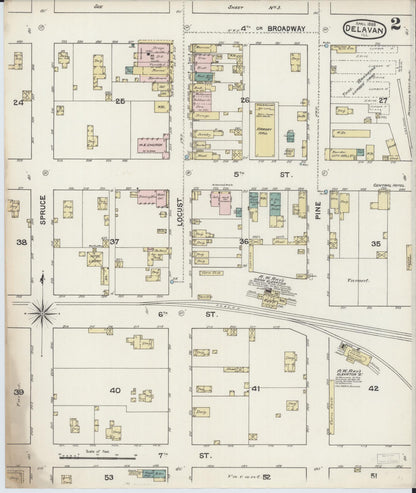 Sanborn Fire Insurance Map from Delavan, Tazewell County, Illinois (1888), Sheet #0002 - Complete Map Set gallery image, historic Sanborn map, vintage wall art, Illinois Illinois