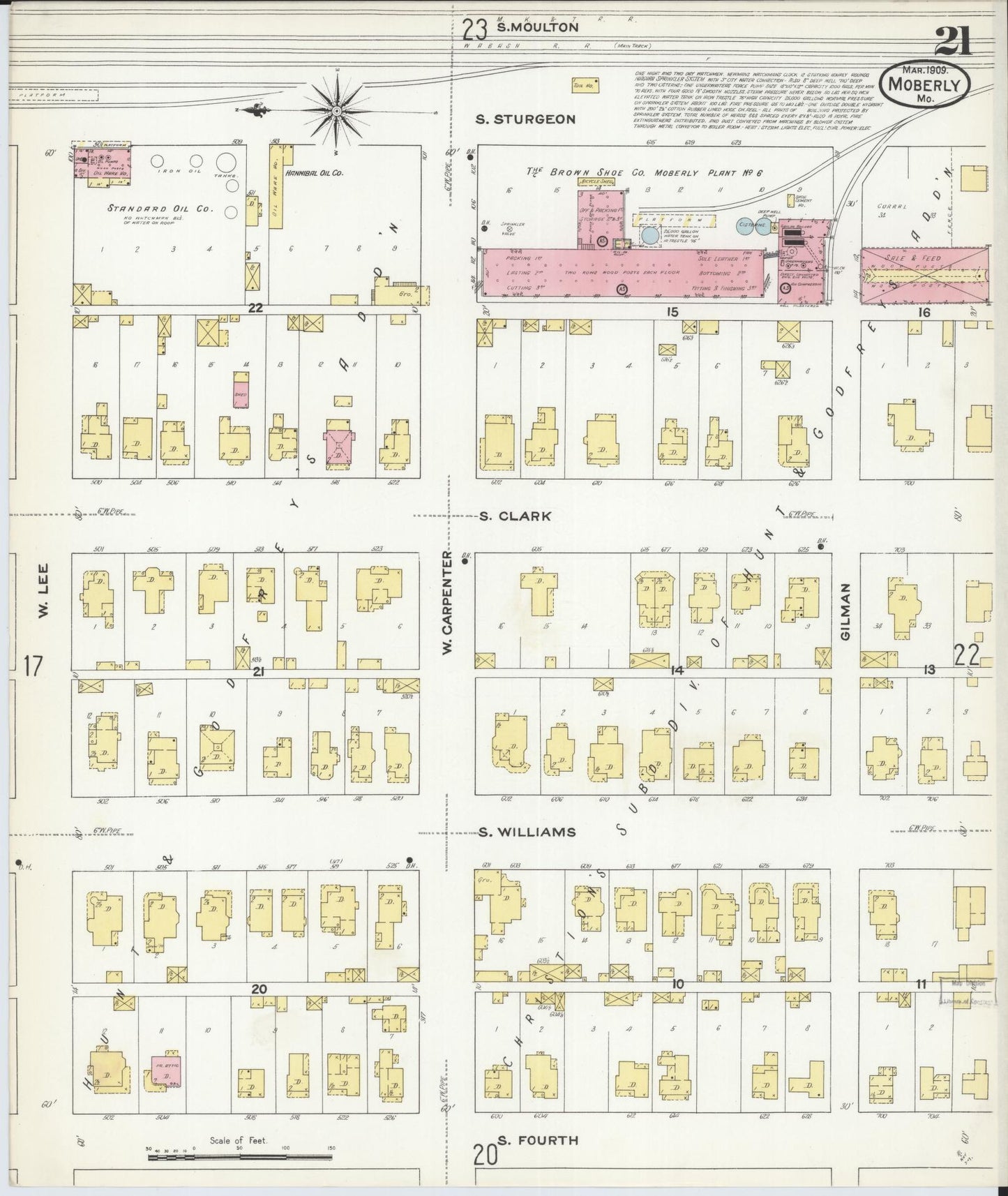 Sanborn Fire Insurance Map from Moberly, Randolph County, Missouri (1909), Sheet #0021 - Complete Map Set gallery image, historic Sanborn map, vintage wall art, Missouri Missouri