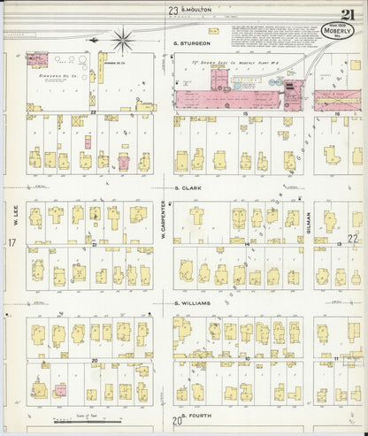Sanborn Fire Insurance Map from Moberly, Randolph County, Missouri (1909), Sheet #0021 - Complete Map Set gallery image, historic Sanborn map, vintage wall art, Missouri Missouri