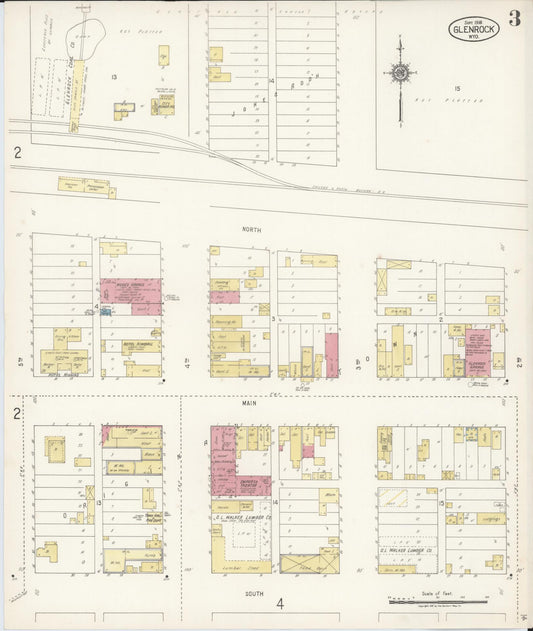 Sanborn Fire Insurance Map from Glenrock, Converse County, Wyoming (1918), Sheet #0003 - Historic Sanborn Fire Insurance Map Print, vintage old map wall art, antique decor, genealogy gift, Wyoming Wyoming map