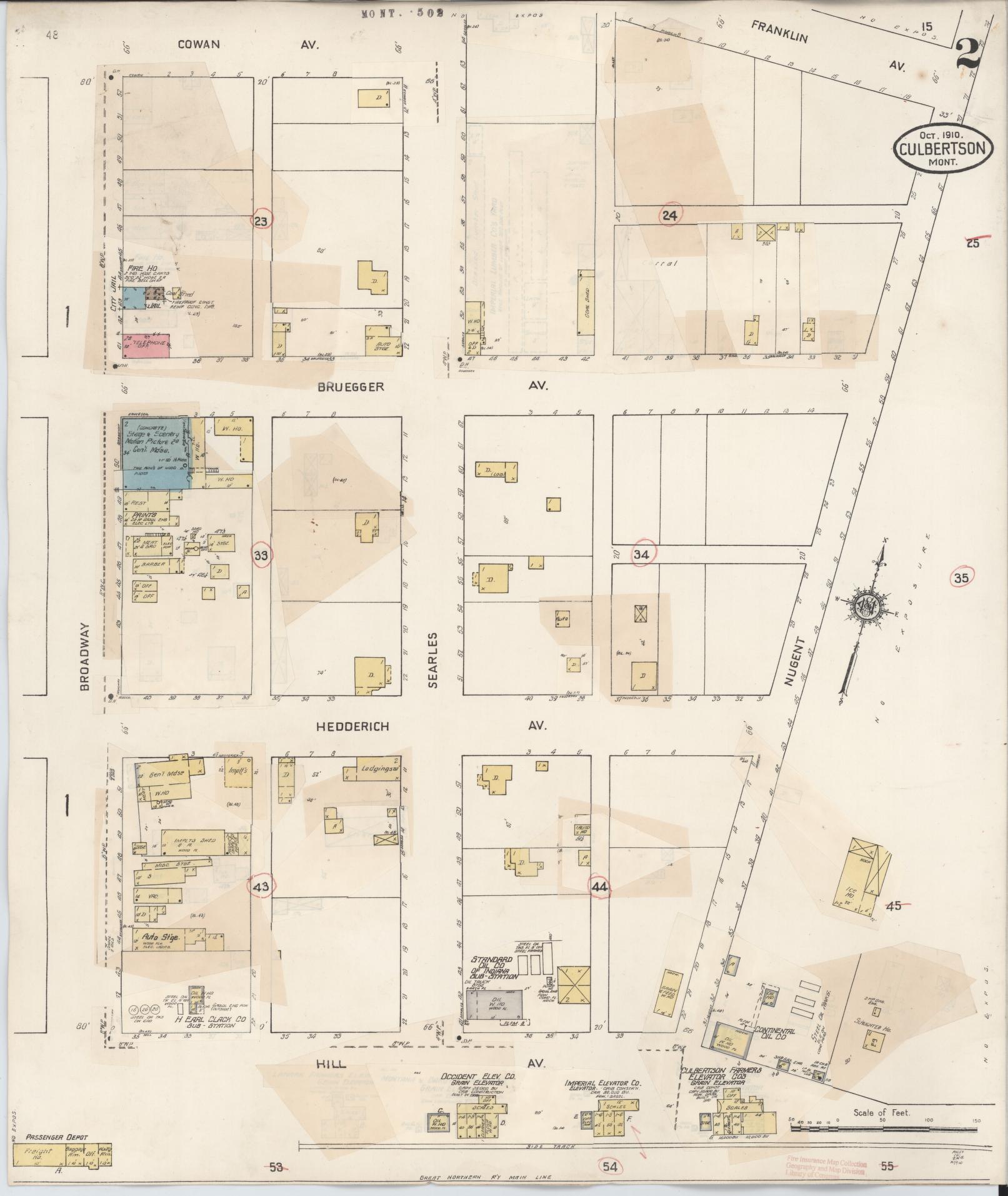 Sanborn Fire Insurance Map from Culbertson, Roosevelt County, Montana (1930), Sheet #0002 - Historic Sanborn Fire Insurance Map Print, vintage old map wall art, antique decor, genealogy gift, Montana Montana map