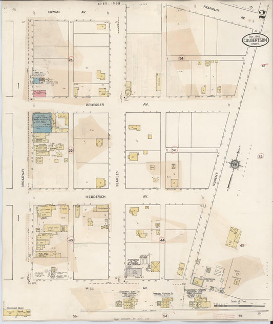 Sanborn Fire Insurance Map from Culbertson, Roosevelt County, Montana (1930), Sheet #0002 - Historic Sanborn Fire Insurance Map Print, vintage old map wall art, antique decor, genealogy gift, Montana Montana map
