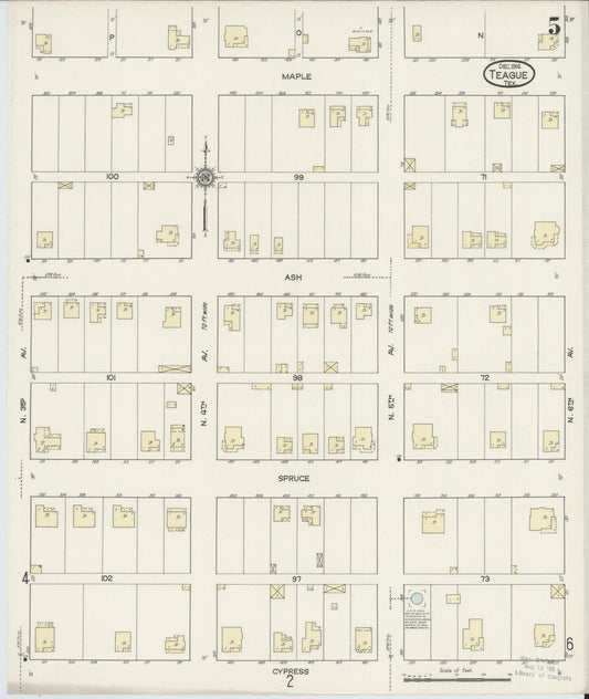 Sanborn Fire Insurance Map from Teague, Freestone County, Texas (1914), Sheet #0005 - Historic Sanborn Fire Insurance Map Print, vintage old map wall art, antique decor, genealogy gift, Texas Texas map