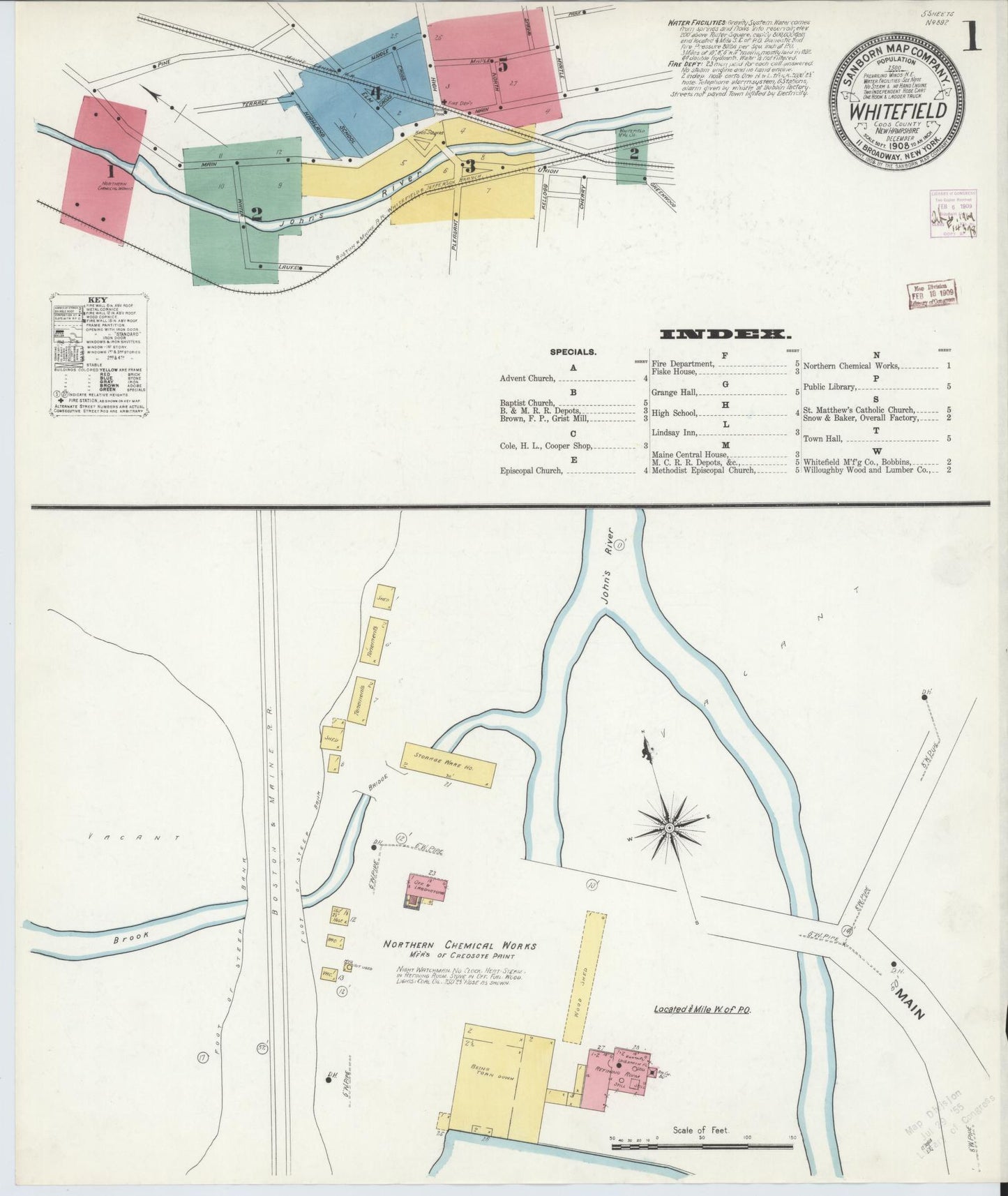 Sanborn Fire Insurance Map from Whitefield, Coos County, New Hampshire. (1908) – Historic Sanborn Fire Insurance Map Print