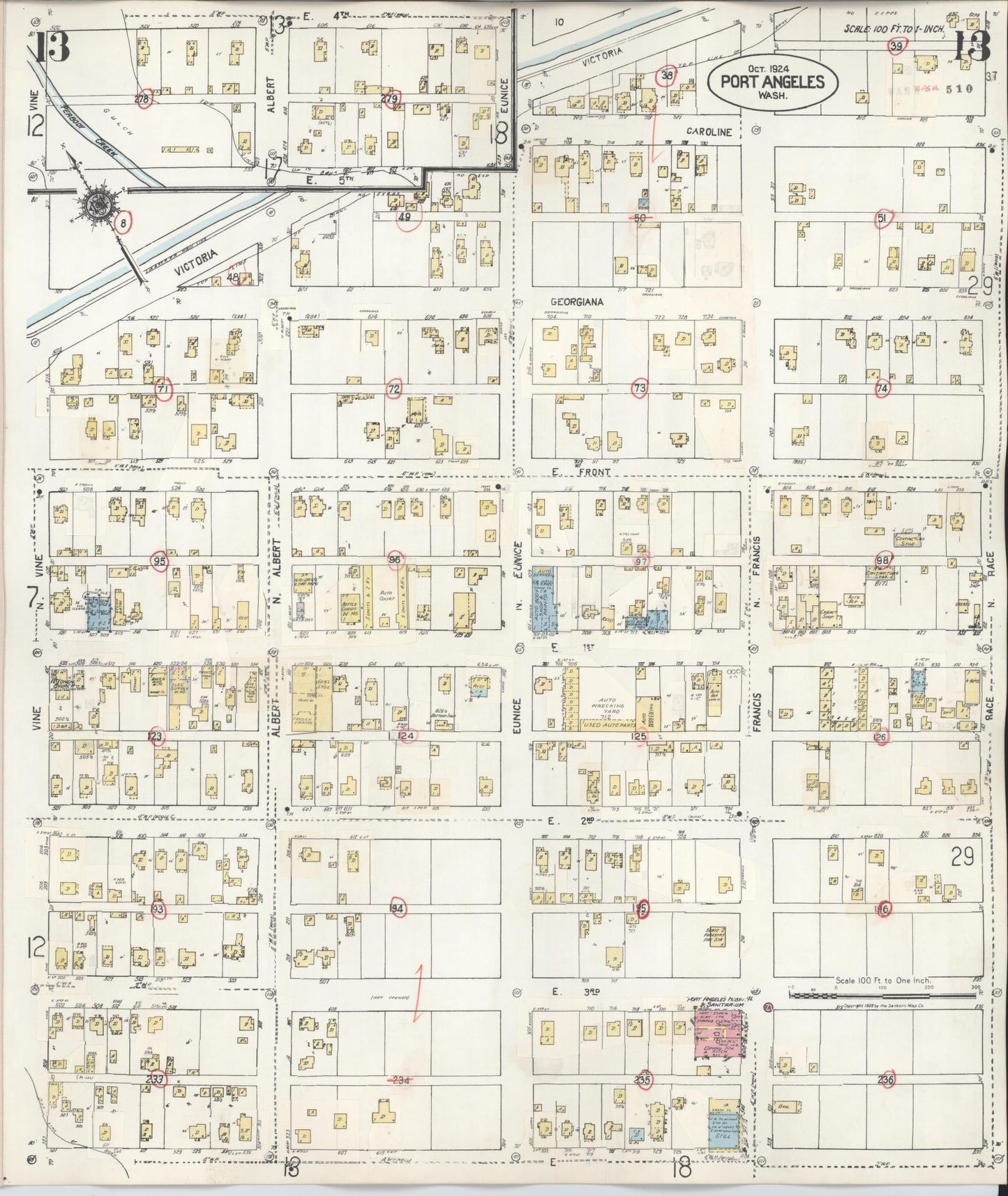 Sanborn Fire Insurance Map from Port Angeles, Clallam County, Washington (1949), Sheet #0013 - Complete Map Set gallery image, historic Sanborn map, vintage wall art, Washington Washington