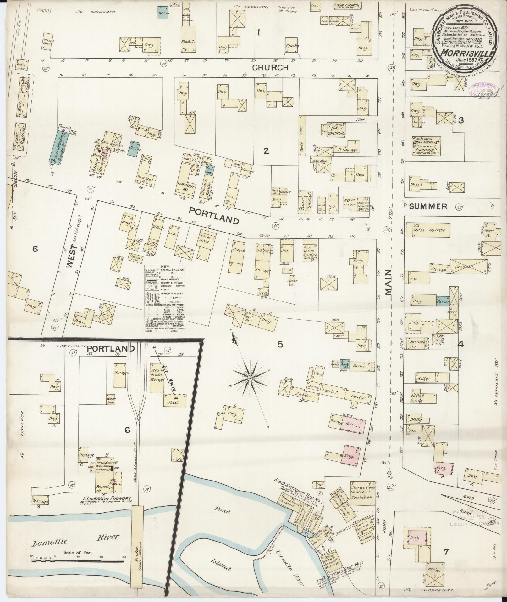 Sanborn Fire Insurance Map from Morrisville, Lamoille County, Vermont. (1887) – Historic Sanborn Fire Insurance Map Print