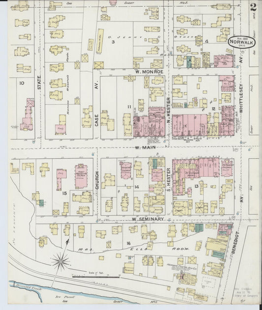 Sanborn Fire Insurance Map from Norwalk, Huron County, Ohio (1888), Sheet #0002 - Historic Sanborn Fire Insurance Map Print, vintage old map wall art, antique decor, genealogy gift, Ohio Ohio map