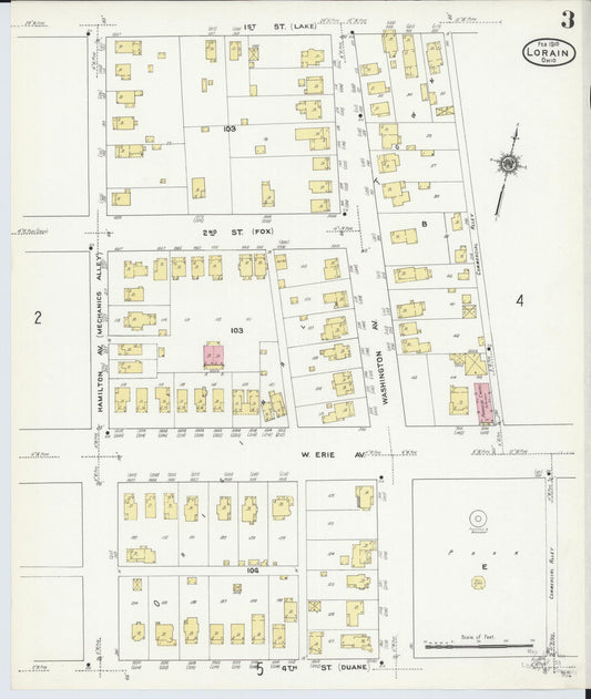Sanborn Fire Insurance Map from Lorain, Lorain County, Ohio (1910), Sheet #0003 - Historic Sanborn Fire Insurance Map Print, vintage old map wall art, antique decor, genealogy gift, Ohio Ohio map