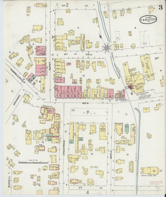 Sanborn Fire Insurance Map from Canisteo, Steuben County, New York (1897), Sheet #0003 - Historic Sanborn Fire Insurance Map Print, vintage old map wall art, antique decor, genealogy gift, New York New York map