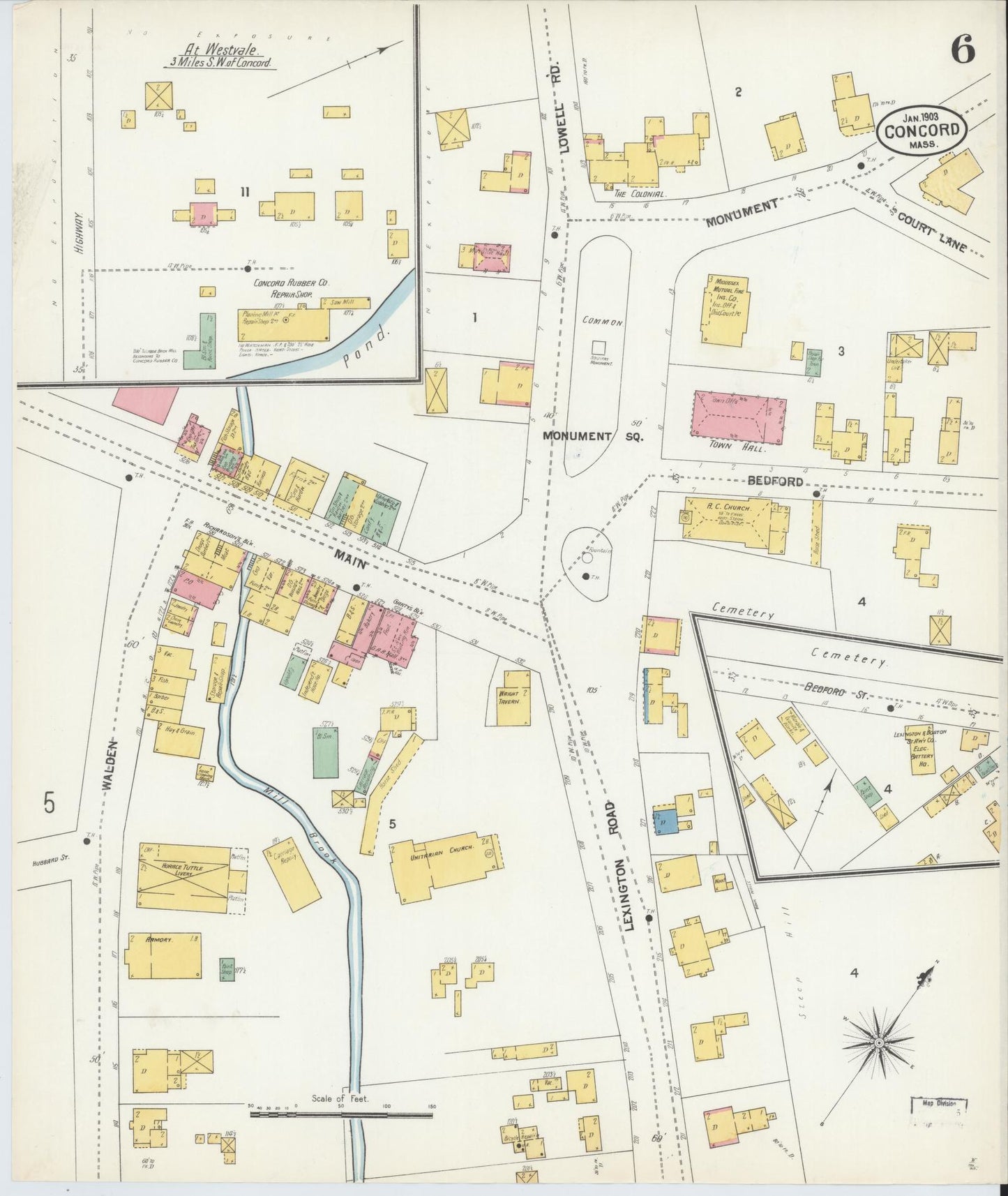 Sanborn Fire Insurance Map from Concord, Middlesex County, Massachusetts (1903), Sheet #0006 - Complete Map Set gallery image, historic Sanborn map, vintage wall art, Massachusetts Massachusetts