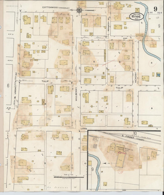 Sanborn Fire Insurance Map from Wynne, Cross County, Arkansas (1945), Sheet #0009 - Historic Sanborn Fire Insurance Map Print, vintage old map wall art, antique decor, genealogy gift, Arkansas Arkansas map