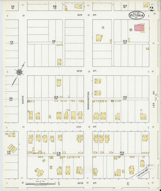 Sanborn Fire Insurance Map from Victoria, Lunenburg County, Virginia (1921), Sheet #0002 - Historic Sanborn Fire Insurance Map Print, vintage old map wall art, antique decor, genealogy gift, Virginia Virginia map