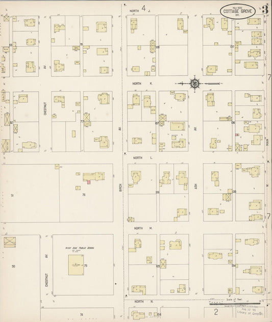 Sanborn Fire Insurance Map from Cottage Grove, Lane County, Oregon (1920), Sheet #0003 - Historic Sanborn Fire Insurance Map Print, vintage old map wall art, antique decor, genealogy gift, Oregon Oregon map