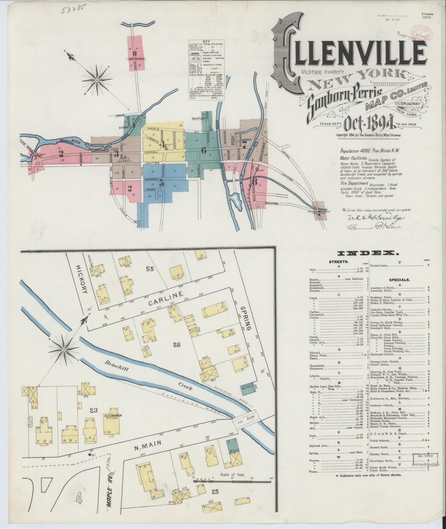 Sanborn Fire Insurance Map from Ellenville, Ulster County, New York. (1894) – Historic Sanborn Fire Insurance Map Print