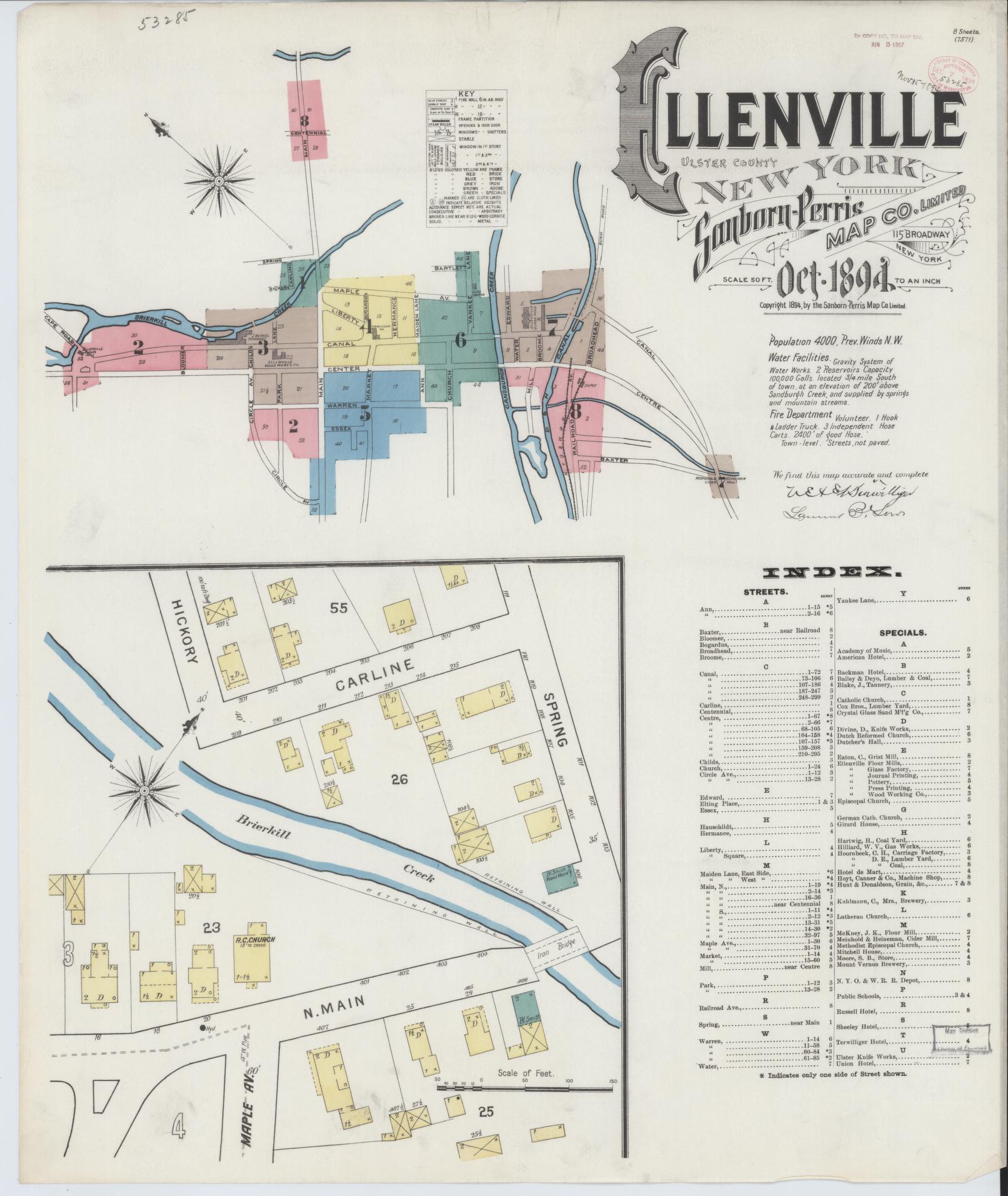 Sanborn Fire Insurance Map from Ellenville, Ulster County, New York. (1894) – Historic Sanborn Fire Insurance Map Print