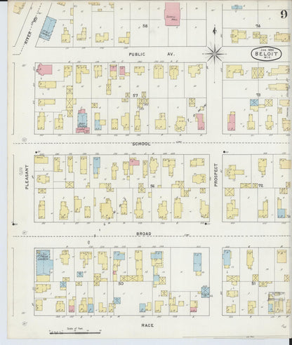 Sanborn Fire Insurance Map from Beloit, Rock County, Wisconsin (1895), Sheet #0009 - Complete Map Set gallery image, historic Sanborn map, vintage wall art, Wisconsin Wisconsin