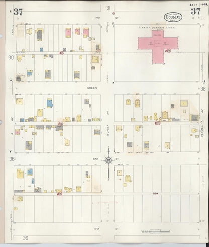 Sanborn Fire Insurance Map from Douglas, Cochise County, Arizona (1947), Sheet #0037 - Complete Map Set gallery image, historic Sanborn map, vintage wall art, Arizona Arizona