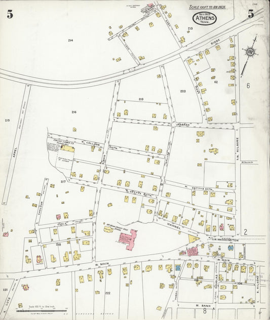 Sanborn Fire Insurance Map from Athens, McMinn County, Tennessee (1925), Sheet #0005 - Historic Sanborn Fire Insurance Map Print, vintage old map wall art, antique decor, genealogy gift, Tennessee Tennessee map