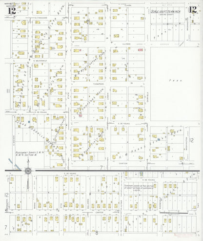 Sanborn Fire Insurance Map from Marion, Williamson County, Illinois (1937), Sheet #0012 - Historic Sanborn Fire Insurance Map Print, vintage old map wall art, antique decor, genealogy gift, Illinois Illinois map