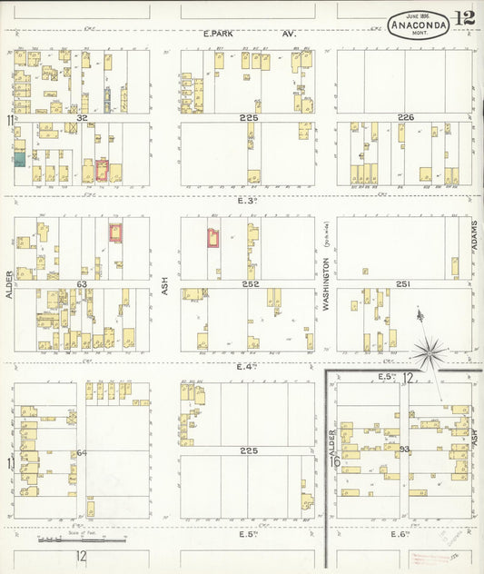 Sanborn Fire Insurance Map from Anaconda, Deer Lodge County, Montana (1896), Sheet #0012 - Historic Sanborn Fire Insurance Map Print, vintage old map wall art, antique decor, genealogy gift, Montana Montana map