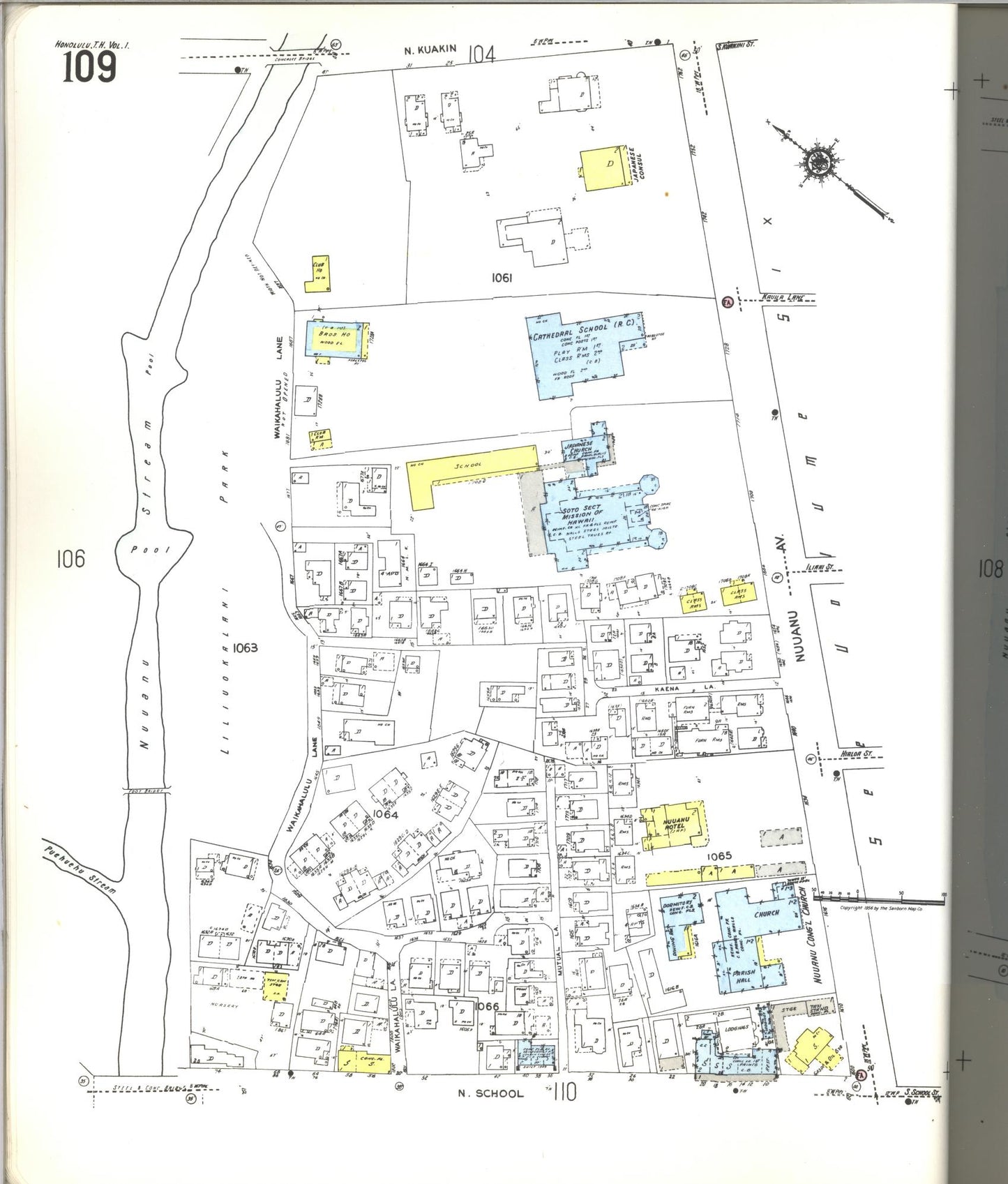Sanborn Fire Insurance Map from Honolulu, Oahu County, Hawaii (1955), Sheet #0109 - Historic Sanborn Fire Insurance Map Print