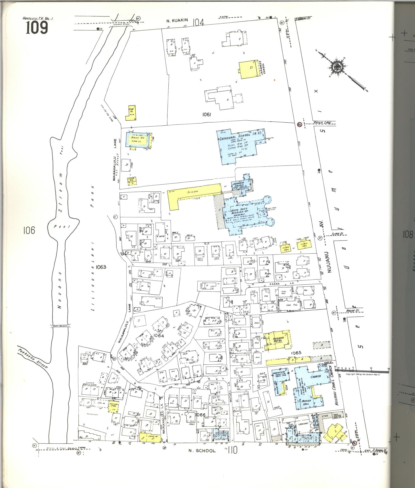 Sanborn Fire Insurance Map from Honolulu, Oahu County, Hawaii (1955), Sheet #0109 - Historic Sanborn Fire Insurance Map Print