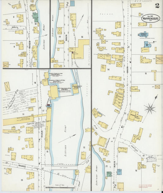 Sanborn Fire Insurance Map from Warrensburg, Warren County, New York (1901), Sheet #0002 - Historic Sanborn Fire Insurance Map Print, vintage old map wall art, antique decor, genealogy gift, New York New York map