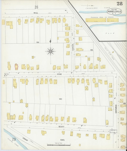 Sanborn Fire Insurance Map from Hornell, Steuben County, New York (1904), Sheet #0028 - Historic Sanborn Fire Insurance Map Print, vintage old map wall art, antique decor, genealogy gift, New York New York map