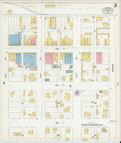 Sanborn Fire Insurance Map from Cisco, Eastland County, Texas (1902), Sheet #0003 - Complete Map Set gallery image, historic Sanborn map, vintage wall art, Texas Texas
