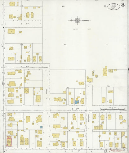 Sanborn Fire Insurance Map from Dixon, Solano County, California (1921), Sheet #0008 - Complete Map Set gallery image, historic Sanborn map, vintage wall art, California California