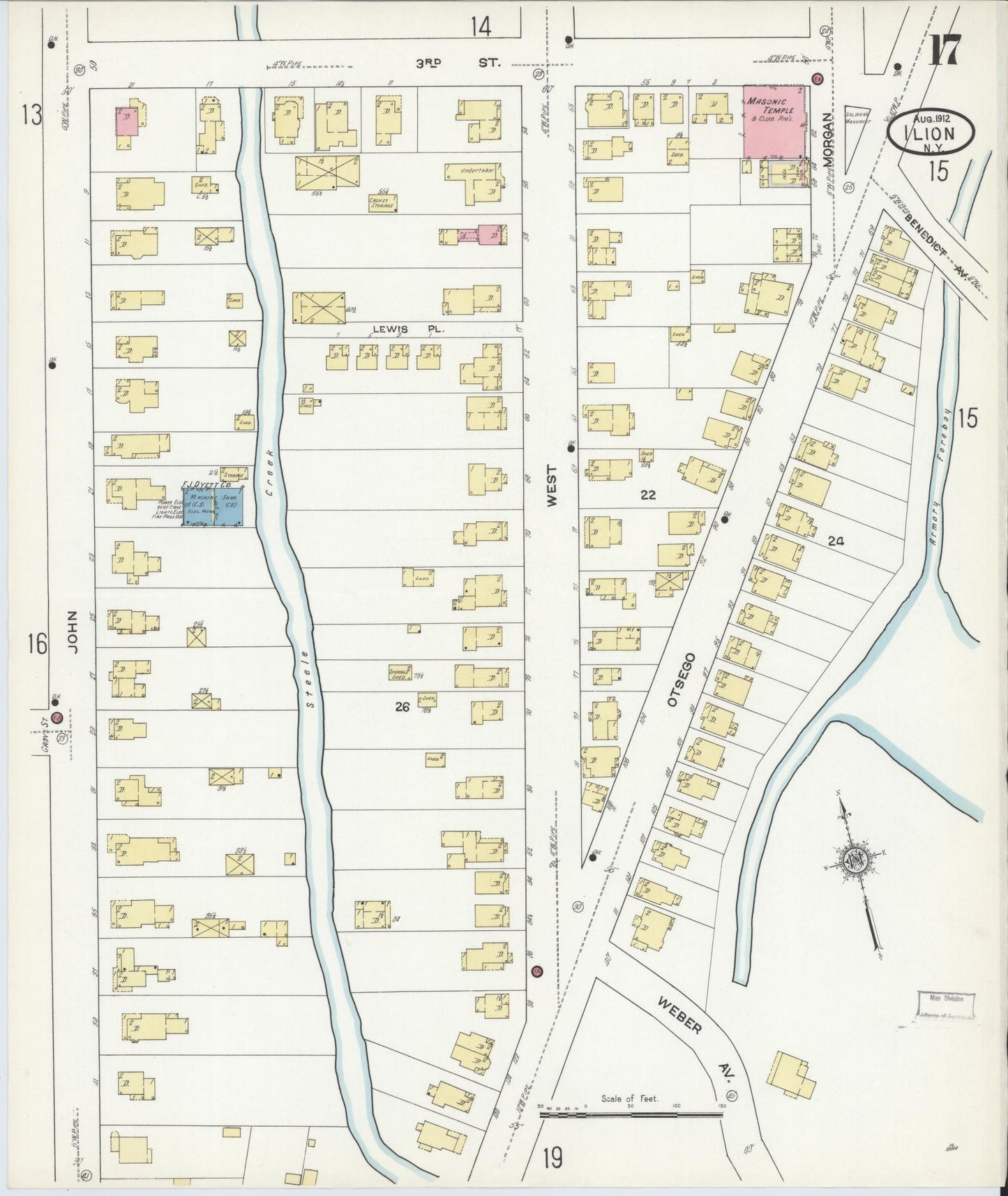 Sanborn Fire Insurance Map from Ilion, Herkimer County, New York (1912), Sheet #0017 - Complete Map Set gallery image, historic Sanborn map, vintage wall art, New York New York