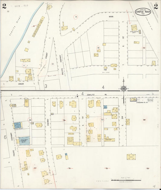 Sanborn Fire Insurance Map from Castle Rock, Cowlitz County, Washington (1931), Sheet #0002 - Historic Sanborn Fire Insurance Map Print, vintage old map wall art, antique decor, genealogy gift, Washington Washington map