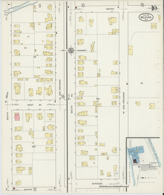 Sanborn Fire Insurance Map from Medina, Orleans County, New York (1915), Sheet #0010 - Historic Sanborn Fire Insurance Map Print, vintage old map wall art, antique decor, genealogy gift, New York New York map
