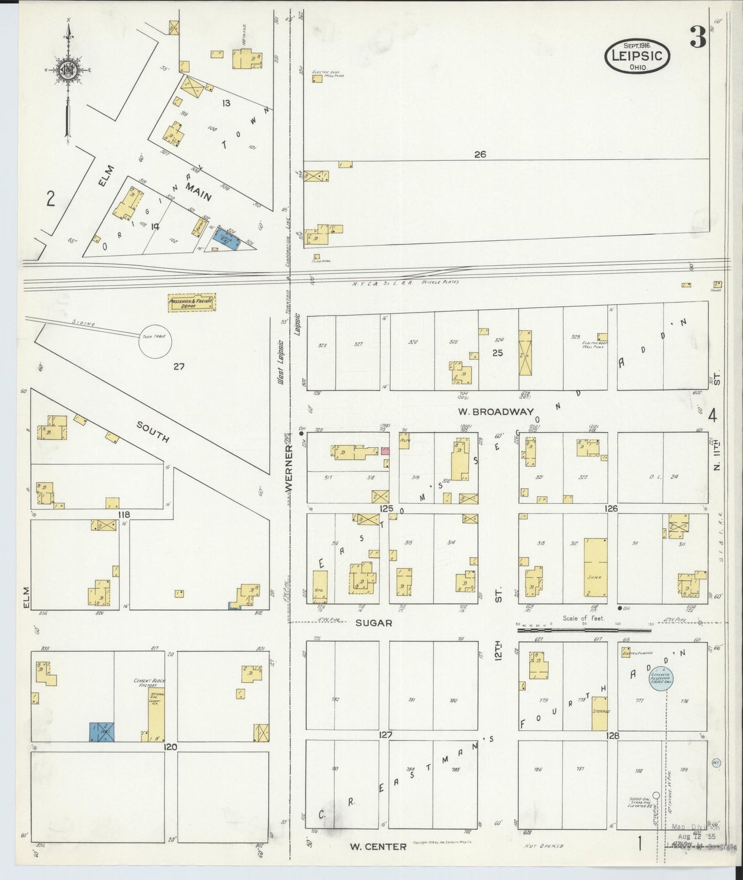 Sanborn Fire Insurance Map from Leipsic, Putnam County, Ohio (1916), Sheet #0003 - Historic Sanborn Fire Insurance Map Print, vintage old map wall art, antique decor, genealogy gift, Ohio Ohio map