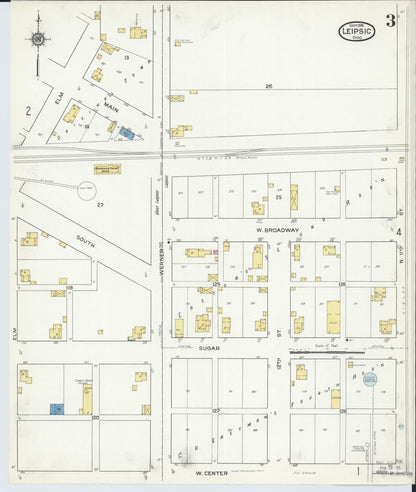 Sanborn Fire Insurance Map from Leipsic, Putnam County, Ohio (1916), Sheet #0003 - Historic Sanborn Fire Insurance Map Print, vintage old map wall art, antique decor, genealogy gift, Ohio Ohio map