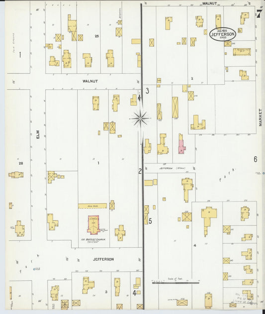 Sanborn Fire Insurance Map from Jefferson, Ashtabula County, Ohio (1902), Sheet #0007 - Historic Sanborn Fire Insurance Map Print, vintage old map wall art, antique decor, genealogy gift, Ohio Ohio map