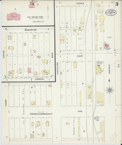 Sanborn Fire Insurance Map from Geneva, Fillmore County, Nebraska (1897), Sheet #0003 - Complete Map Set gallery image, historic Sanborn map, vintage wall art, Nebraska Nebraska
