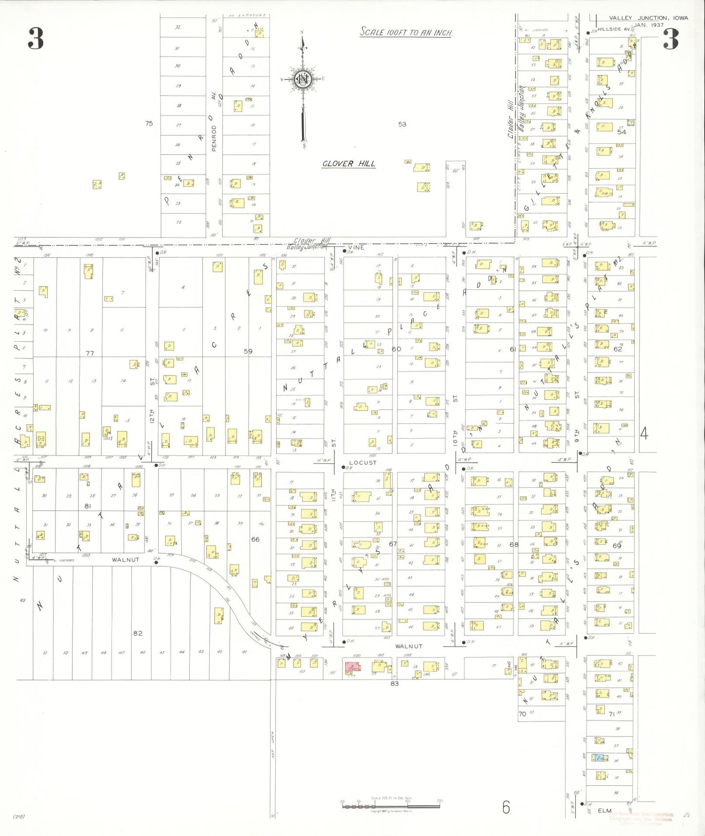 Sanborn Fire Insurance Map from Valley Junction, Polk County, Iowa (1937), Sheet #0003 - Historic Sanborn Fire Insurance Map Print, vintage old map wall art