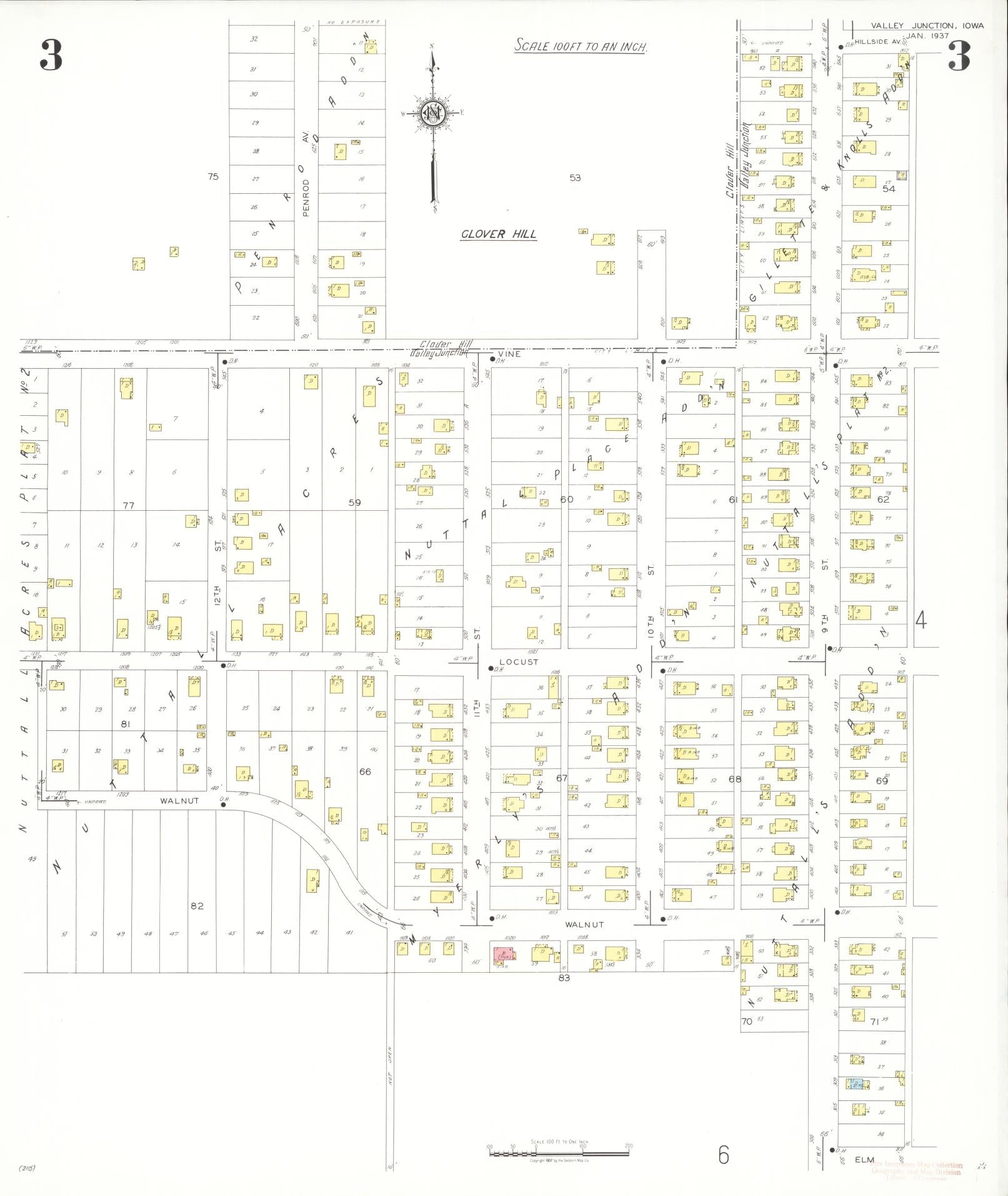 Sanborn Fire Insurance Map from Valley Junction, Polk County, Iowa (1937), Sheet #0003 - Historic Sanborn Fire Insurance Map Print, vintage old map wall art