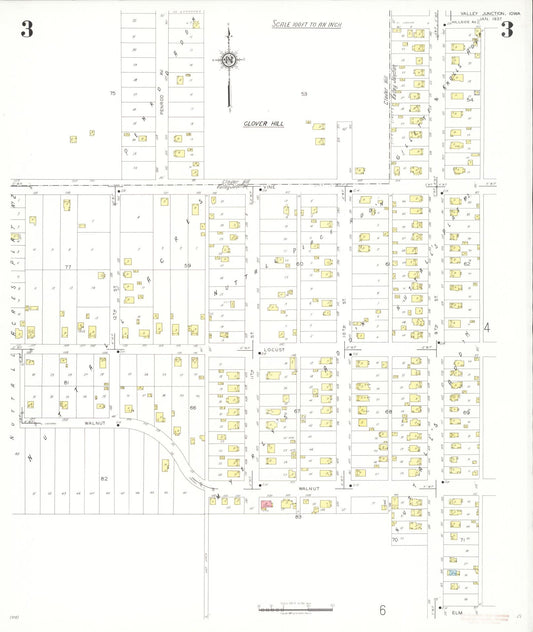 Sanborn Fire Insurance Map from Valley Junction, Polk County, Iowa (1937), Sheet #0003 - Historic Sanborn Fire Insurance Map Print, vintage old map wall art