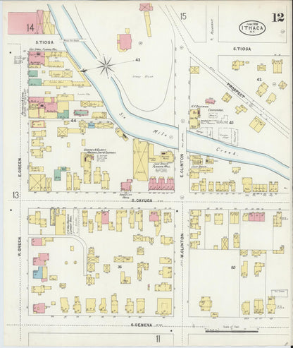 Sanborn Fire Insurance Map from Ithaca, Tompkins County, New York (1898), Sheet #0012 - Complete Map Set gallery image, historic Sanborn map, vintage wall art, New York New York