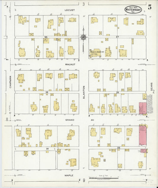 Sanborn Fire Insurance Map from Whitewright, Grayson County, Texas (1920), Sheet #0005 - Historic Sanborn Fire Insurance Map Print, vintage old map wall art, antique decor, genealogy gift, Texas Texas map