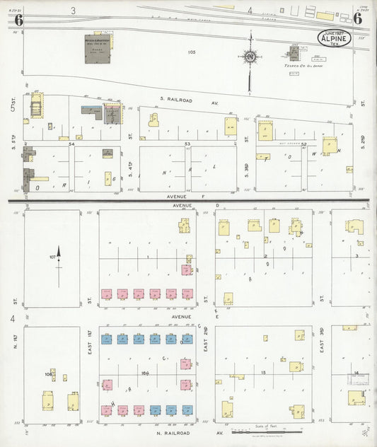 Sanborn Fire Insurance Map from Alpine, Brewster County, Texas (1927), Sheet #0006 - Historic Sanborn Fire Insurance Map Print, vintage old map wall art, antique decor, genealogy gift, Texas Texas map