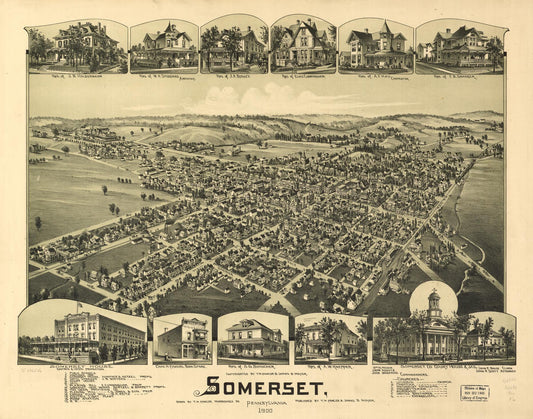 Somerset, Pennsylvania 1900. (1900) – Historic Bird’s-Eye View Panorama Print
