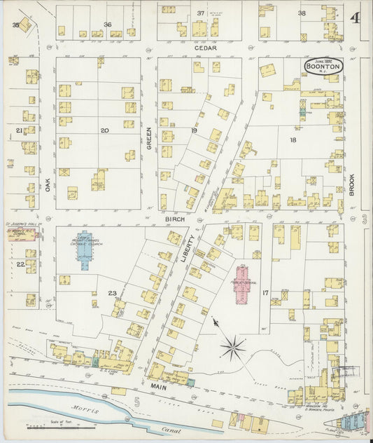 Sanborn Fire Insurance Map from Boonton, Morris County, New Jersey (1892), Sheet #0004 - Historic Sanborn Fire Insurance Map Print, vintage old map wall art, antique decor, genealogy gift, New Jersey New Jersey map