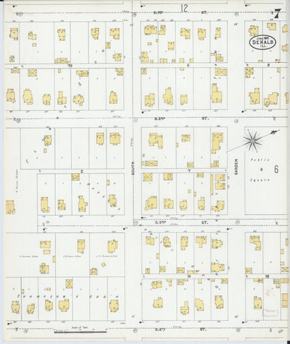 Sanborn Fire Insurance Map from De Kalb, De Kalb County, Illinois (1905), Sheet #0007 - Complete Map Set gallery image, historic Sanborn map, vintage wall art, Illinois Illinois