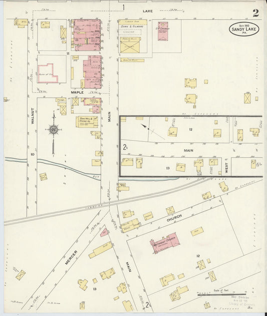 Sanborn Fire Insurance Map from Sandy Lake, Mercer County, Pennsylvania (1910), Sheet #0002 - Historic Sanborn Fire Insurance Map Print, vintage old map wall art, antique decor, genealogy gift, Pennsylvania Pennsylvania map