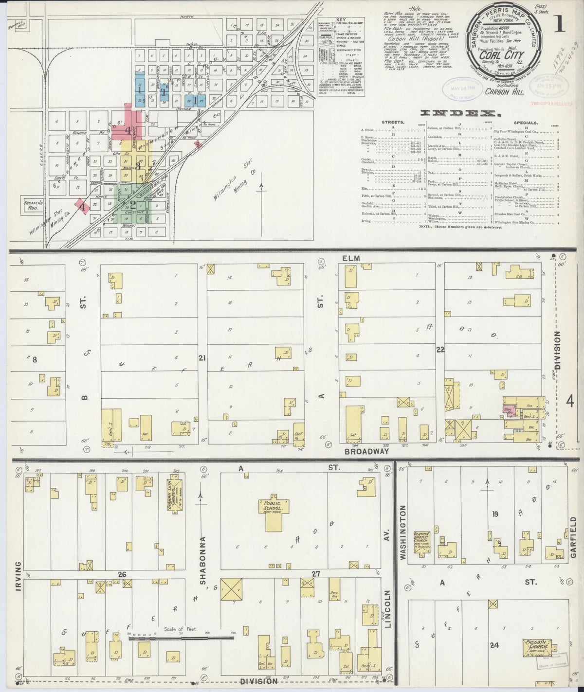 Sanborn Fire Insurance Map from Coal City, Grundy County, Illinois (1898), Sheet #0001 - Complete Map Set gallery image, historic Sanborn map, vintage wall art, Illinois Illinois