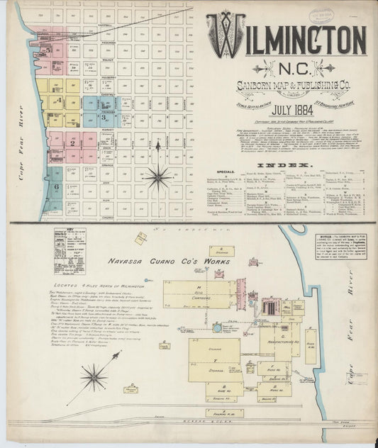 Sanborn Fire Insurance Map from Wilmington, New Hanover County, North Carolina (1884), Sheet #0001 - Complete Map Set gallery image, historic Sanborn map, vintage wall art, North Carolina North Carolina